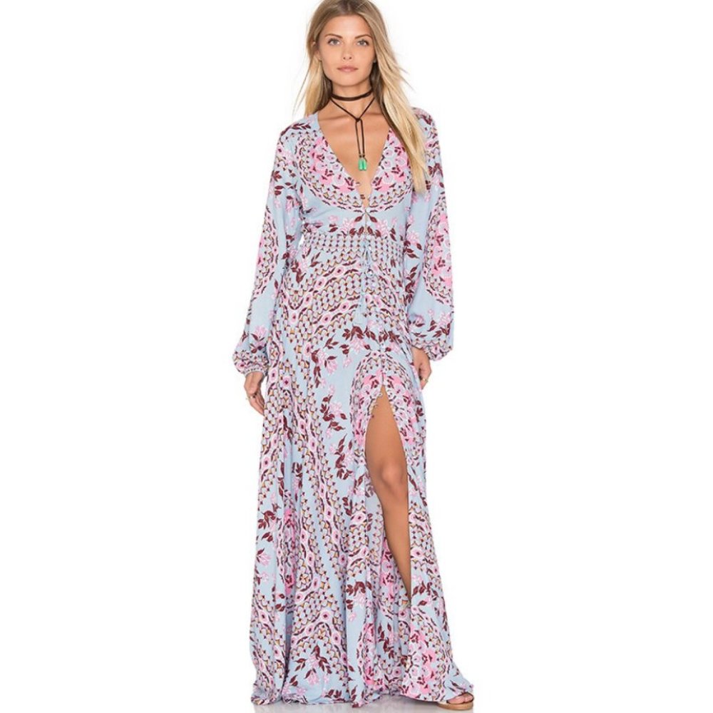 Floral Blue Maxi Dress, worn once. Gorgeous style - Picture 6 of 6